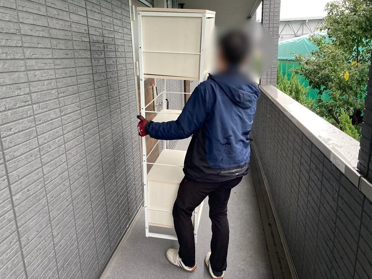 「1Kのマンションから棚・掃除機などを回収させていただきました」作業写真